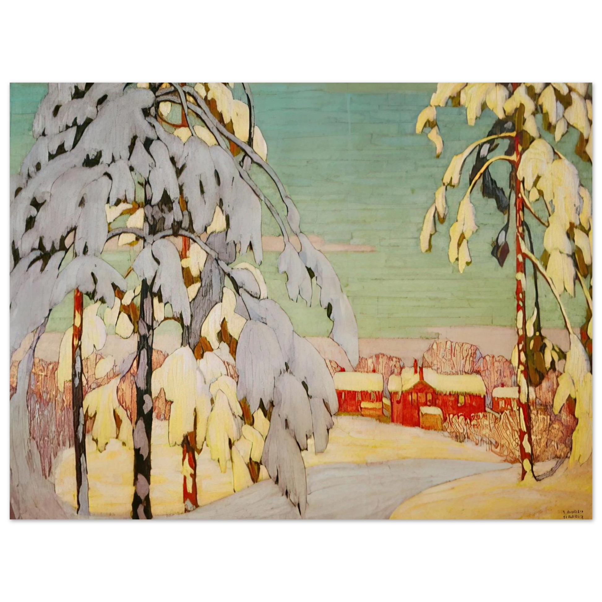 Lawren Harris - Winter Landscape with Pink House - 1918 Fine Art Poster - Default Title