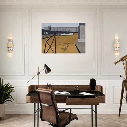 Boat and Grain Elevators - 1942 - Ralston Crawford Brushed Aluminum Print - 70x100 cm / 28x40 inches | Ralston Crawford Aluminum Print | Ralston Crawford Prints