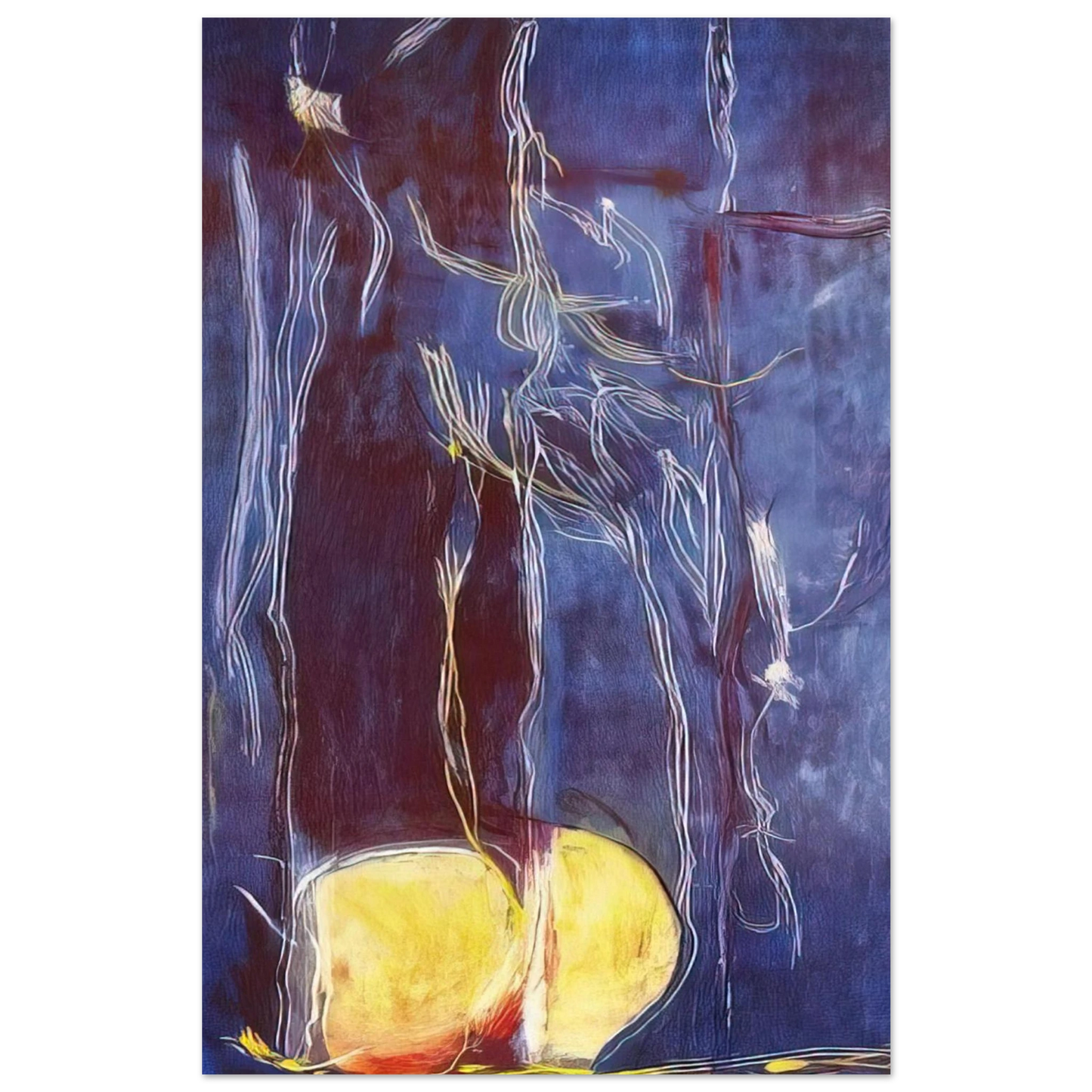 Helen Frankenthaler - All About Blue - 1994 Wall art - 60x80 cm / 24x32 inches - Premium Wooden Framed Poster With Fine Art Paper - White frame