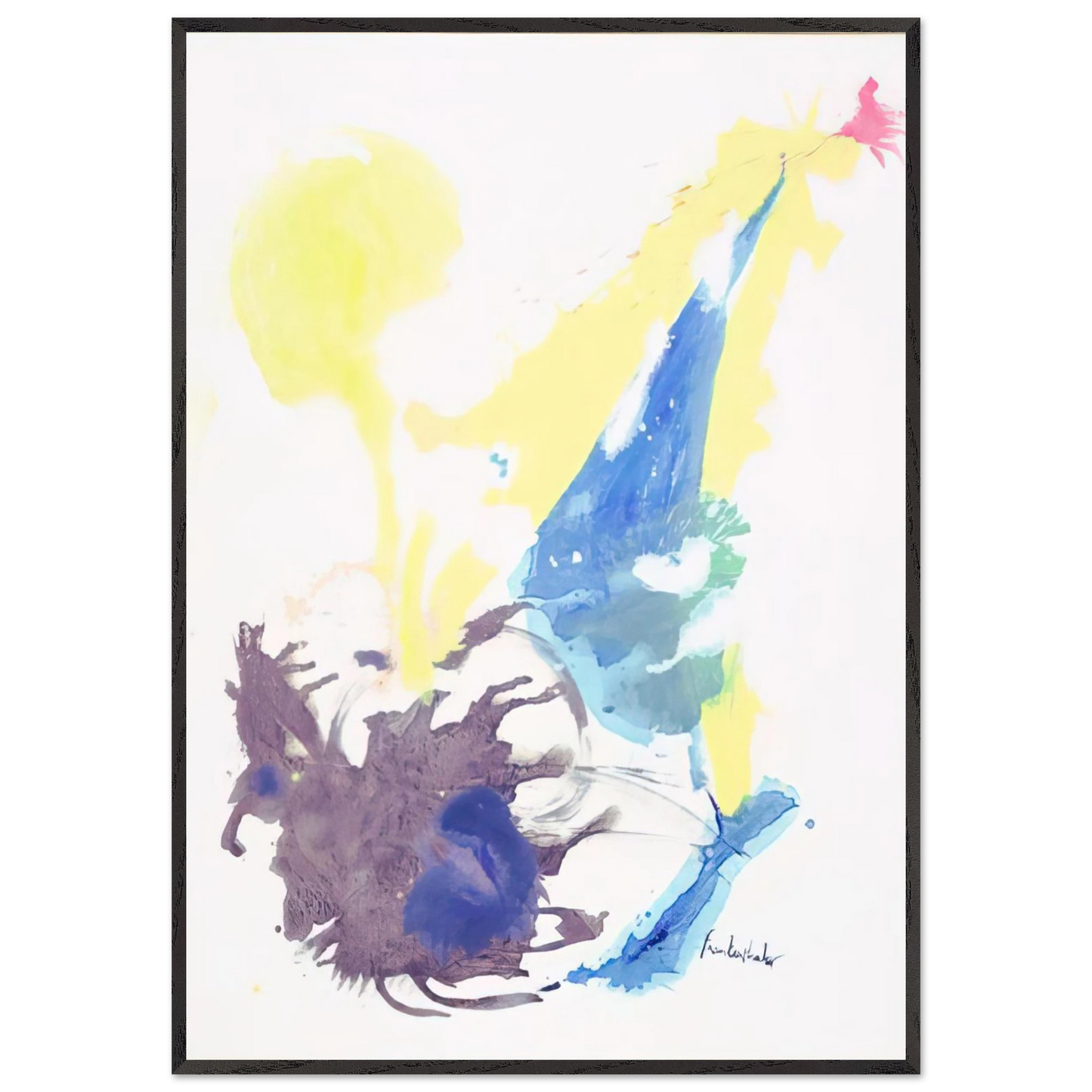 Helen Frankenthaler - Moving Day - 1961 Wall art - 28x43  cm / XL (11x17 inches) - Premium Wooden Framed Poster With Fine Art Paper - Wood frame