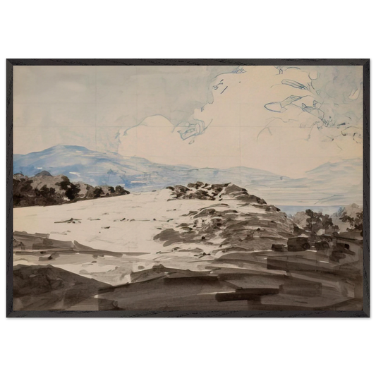 Sheep Pasture Cornish New Hampshire - Maxfield Parrish Framed Art Print – Black Wooden Frame - Default Title - -Framed Art Print