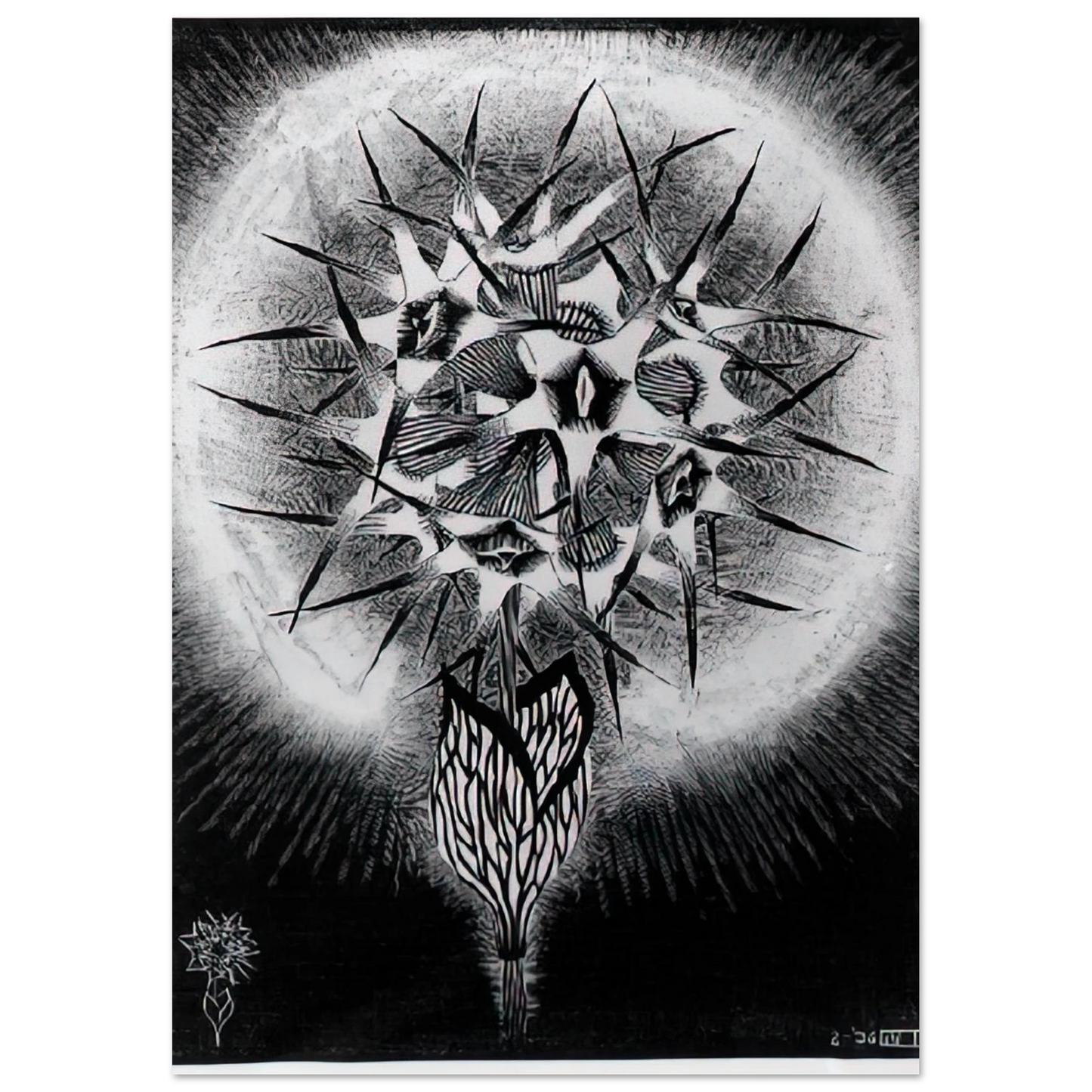 MC Escher - PRICKLY FLOWER Wall Art - 30x40 cm / 12x16 inches - Fine Art Poster - -