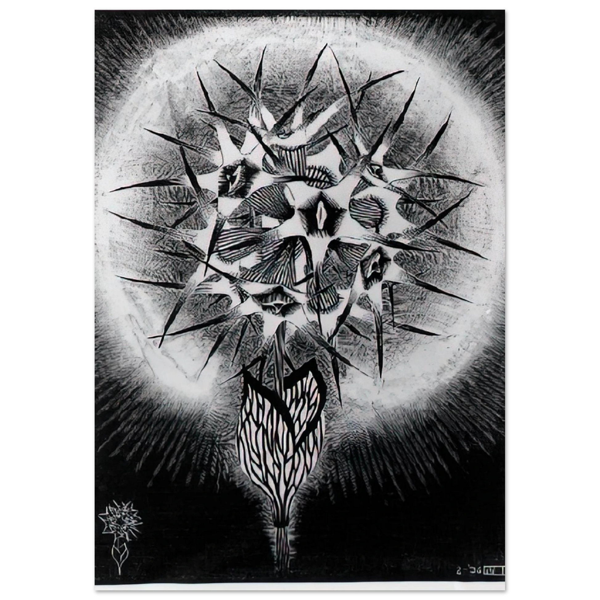 MC Escher - PRICKLY FLOWER Wall Art - 30x40 cm / 12x16 inches - Fine Art Poster - -