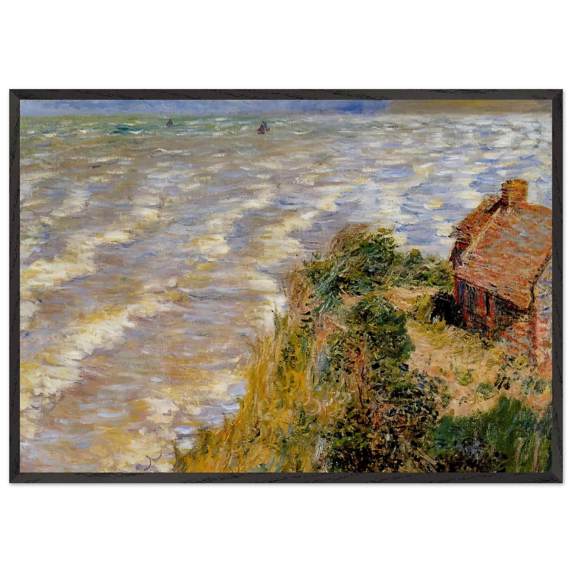 Rising Tide at Pourville - claude monet Framed Art Print – Black Wooden Frame - Default Title - -Framed Art Print