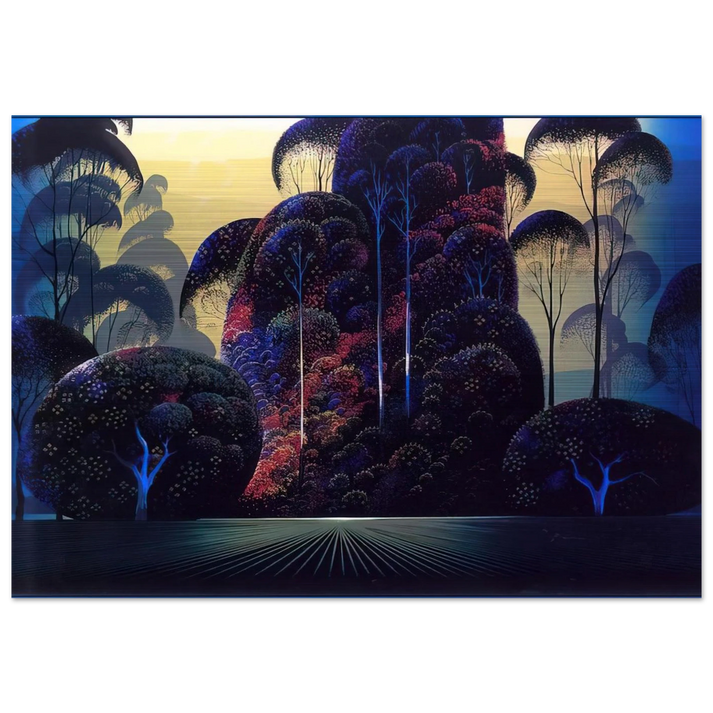 Mendocino - Eyvind Earle Brushed Aluminum Print - 70x100 cm / 28x40 inches | Eyvind Earle Aluminum Print | Eyvind Earle Prints