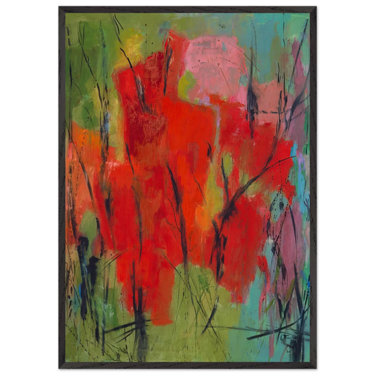 RED ABSTRACTION 1960 - Alma Woodsey Thomas Framed Art Print – Black Wooden Frame - Default Title - -Framed Art Print