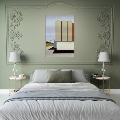 Boat and Grain Elevators No. 2 - 1942 - Ralston Crawford Brushed Aluminum Print - 70x100 cm / 28x40 inches | Ralston Crawford Aluminum Print | Ralston Crawford Prints