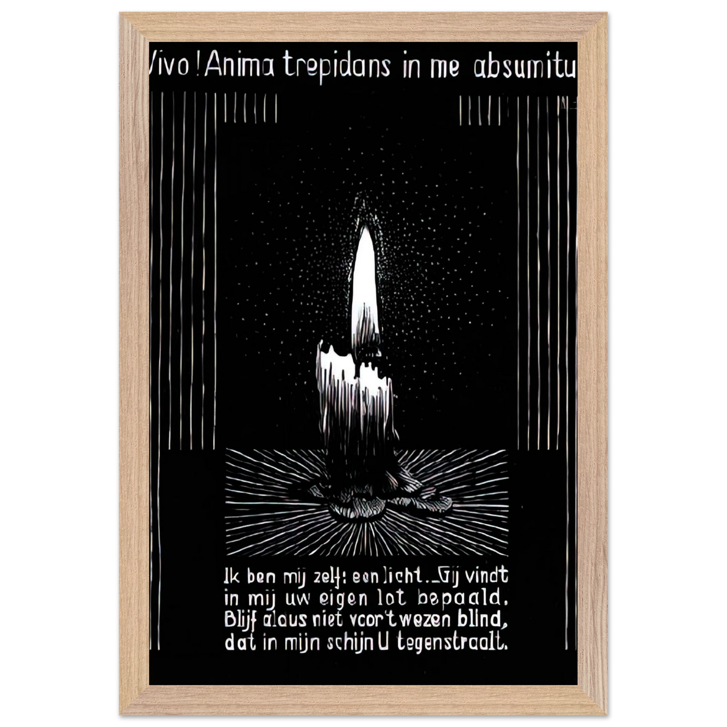MC Escher - EMBLEMATA CANDLE FLAME Wall Art - 30x40 cm / 12x16 inches - Premium Wooden Framed Poster With Fine Art Paper - Wood frame