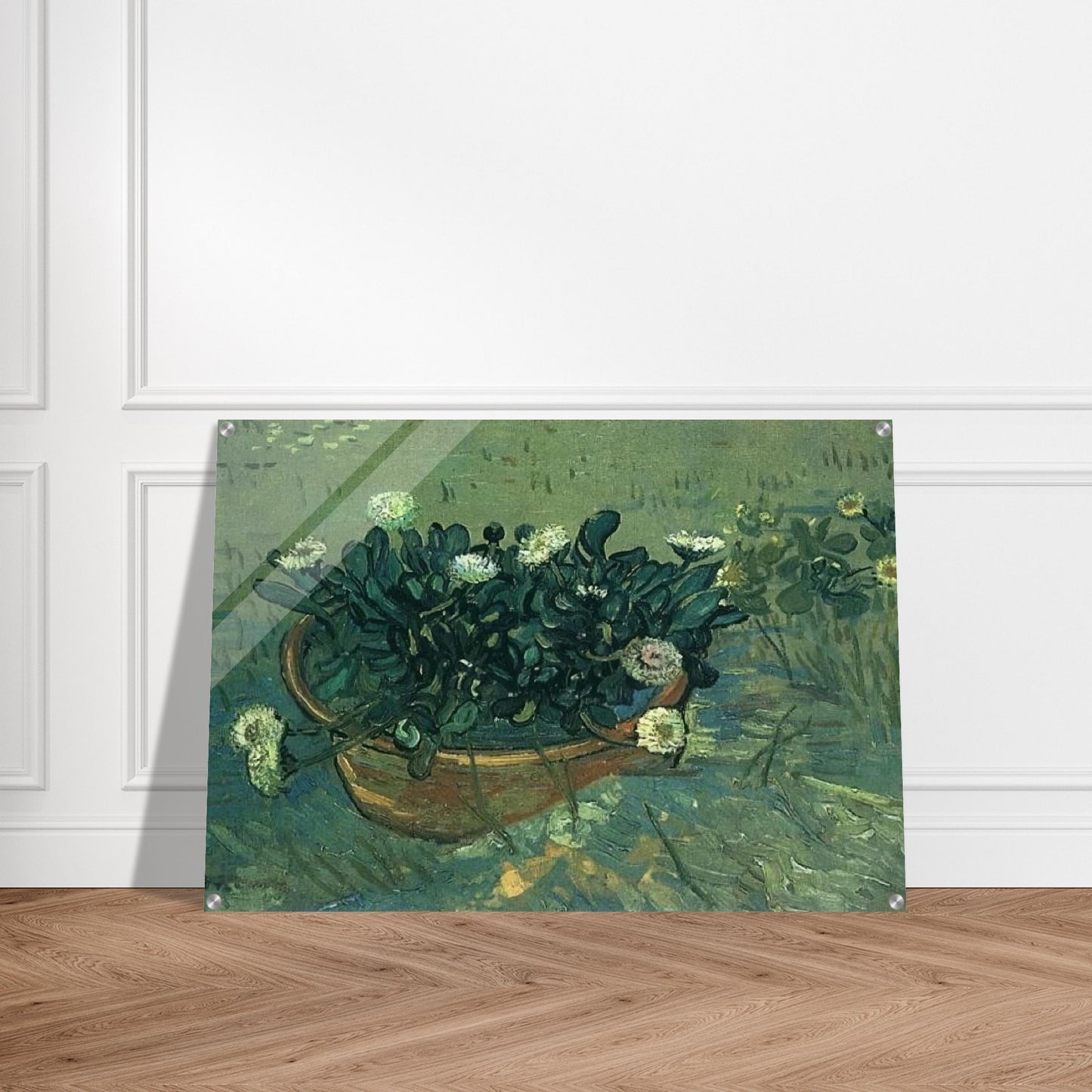 Still Life Bowl with Daisies - Vincent van Gogh Acrylic Print - 70x100 cm / 28x40″ inches | Vincent van Gogh Wall Art | Vincent van Gogh Prints
