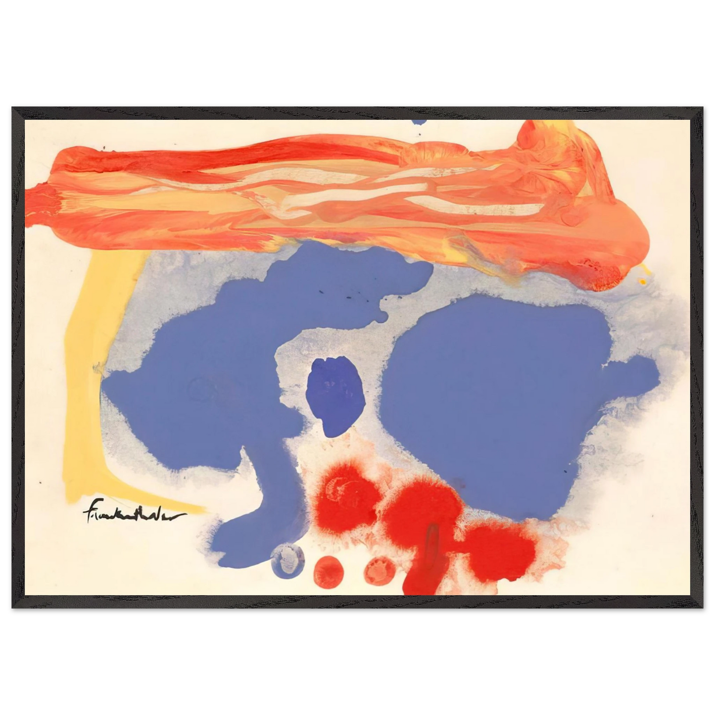 Helen Frankenthaler - Summerscene, Provincetown - 1961 Wall art - 30x45 cm / 12x18 inches - Premium Wooden Framed Poster With Fine Art Paper - White frame