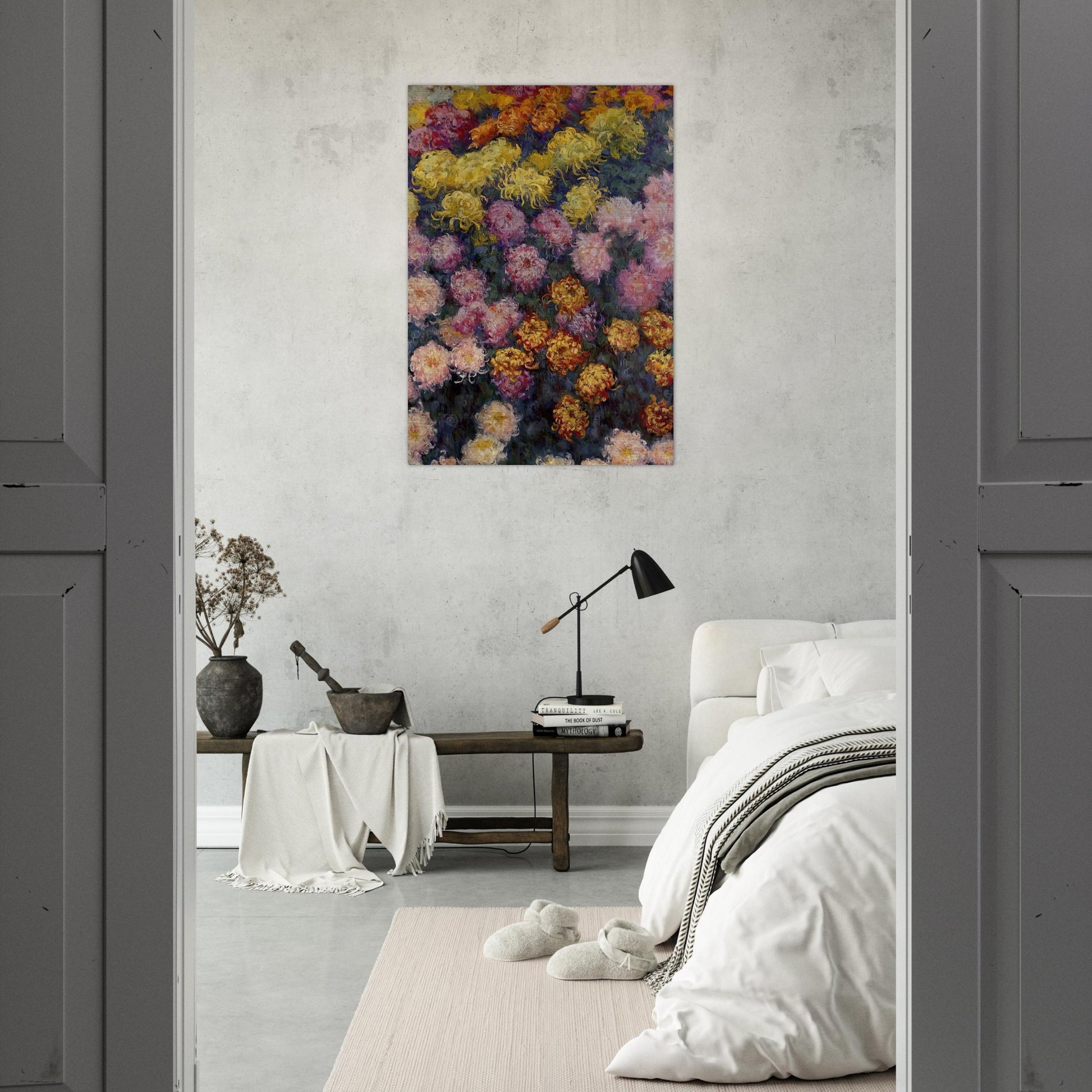 Bed of Chrysanthemums - claude monet Brushed Aluminum Print - 70x100 cm / 28x40 inches | claude monet Aluminum Print | claude monet Prints