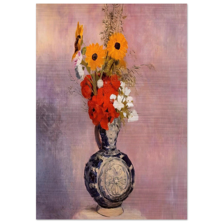 BOUQUET OF FLOWERS IN A BLUE VASE 2 - Odilon Redon Brushed Aluminum Print - 70x100 cm / 28x40 inches | Odilon Redon Aluminum Print | Odilon Redon Prints