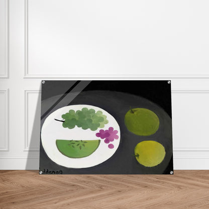 Melon and Grapes - 2009 - Mary Fedden Acrylic Print - 70x100 cm / 28x40″ inches | Mary Fedden Wall Art | Mary Fedden Prints