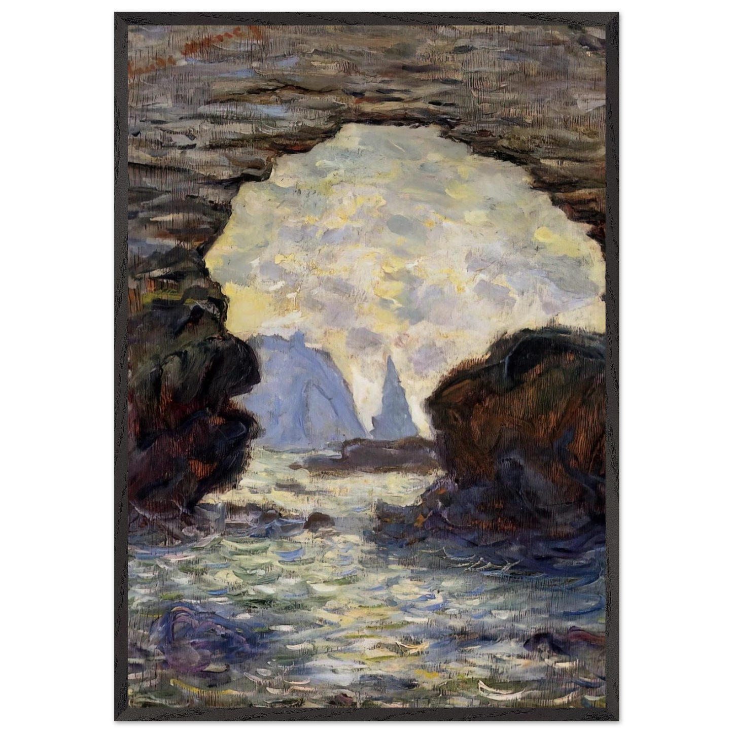The Rock Needle Seen through the Porte dAumont - claude monet Framed Art Print – Black Wooden Frame - Default Title - -Framed Art Print
