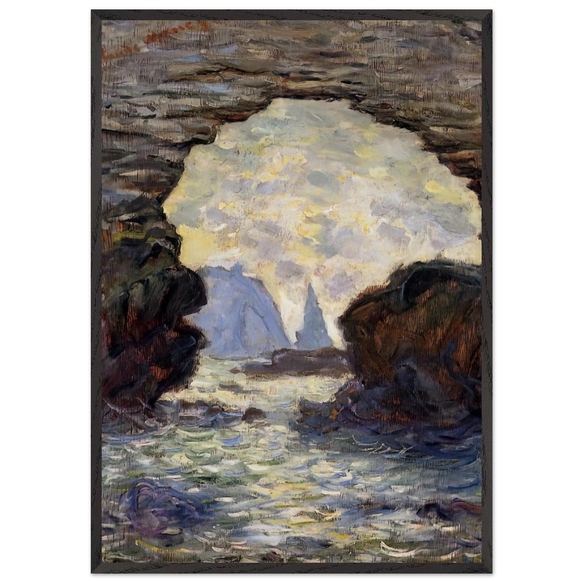 The Rock Needle Seen through the Porte dAumont - claude monet Framed Art Print – Black Wooden Frame - Default Title - -Framed Art Print