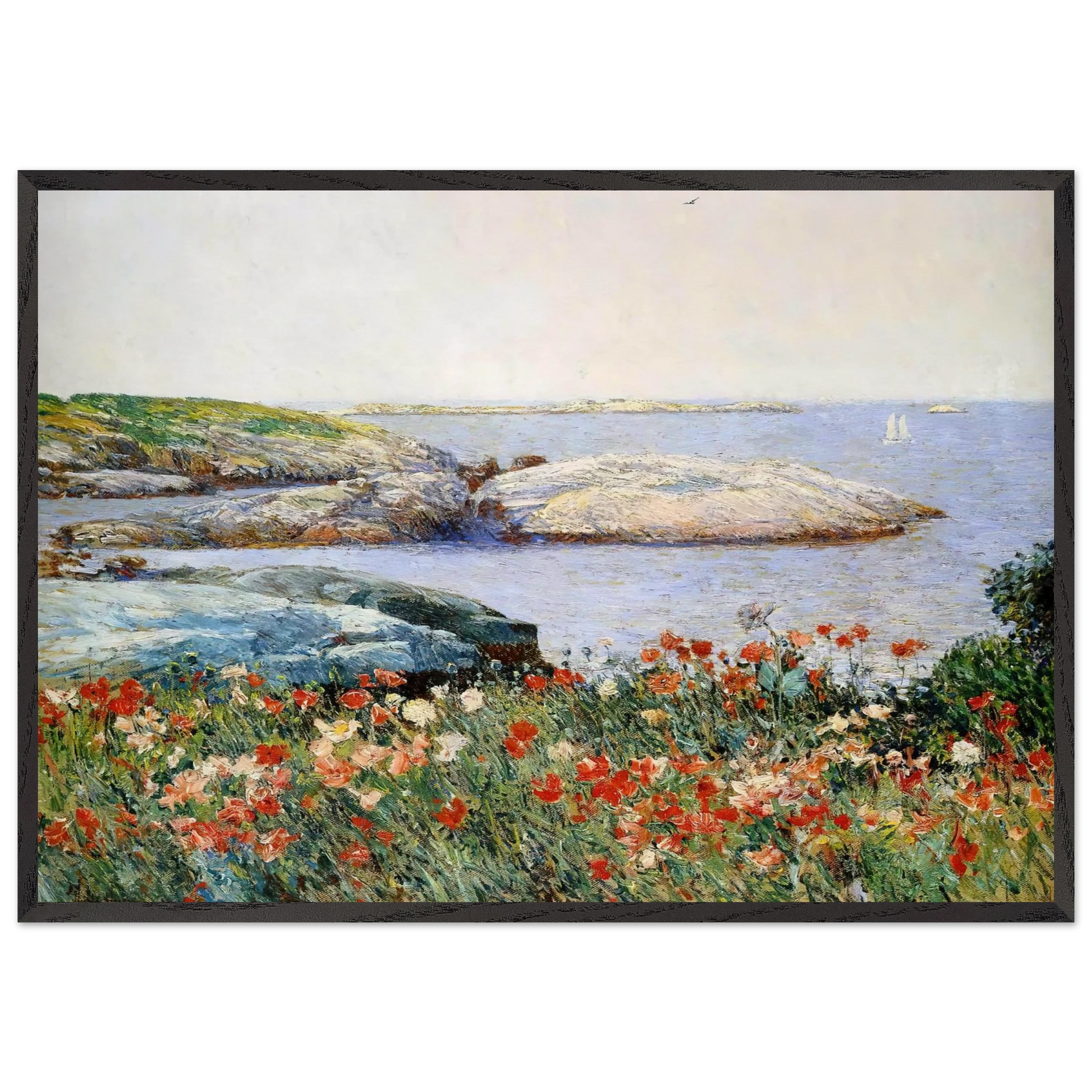 Poppies Isles of Shoals - Childe Hassam Framed Art Print – Black Wooden Frame - Default Title - -Framed Art Print