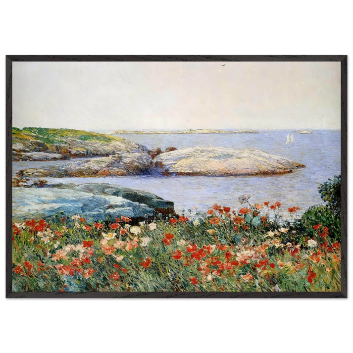 Poppies Isles of Shoals - Childe Hassam 70x100 cm / 28x40 inches Framed Art Print – Black Wooden Frame