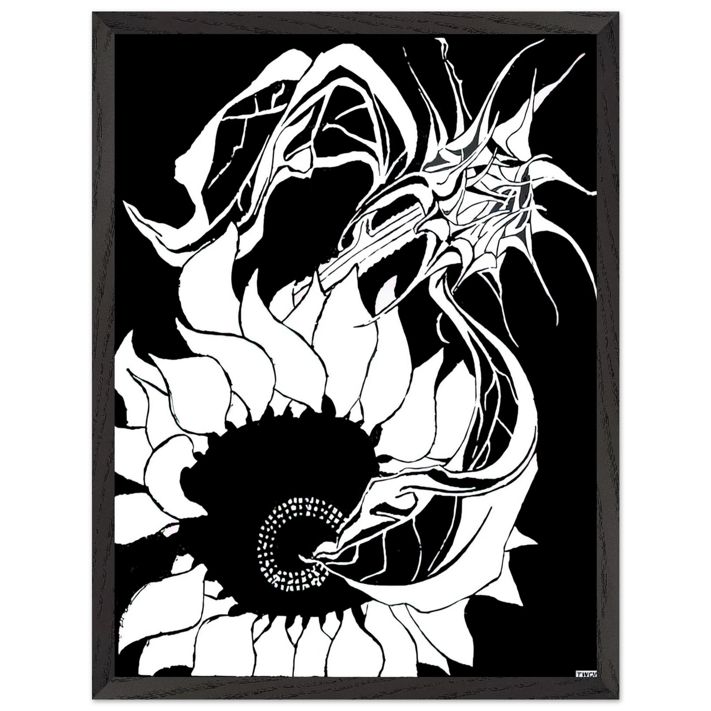 MC Escher - SUNFLOWERS Wall Art - 60x80 cm / 24x32 inches - Premium Wooden Framed Poster With Fine Art Paper - Wood frame