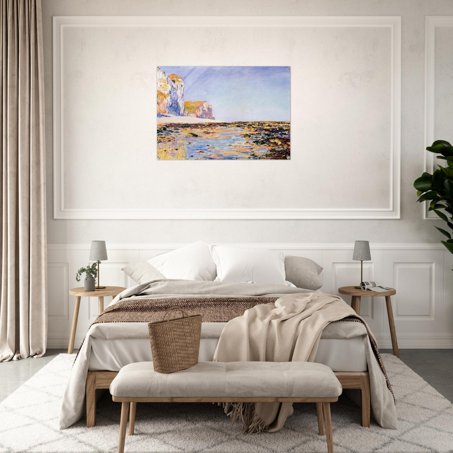 Beach and Cliffs at Pourville, Morning Effect - claude monet Acrylic Print - 70x100 cm / 28x40″ inches