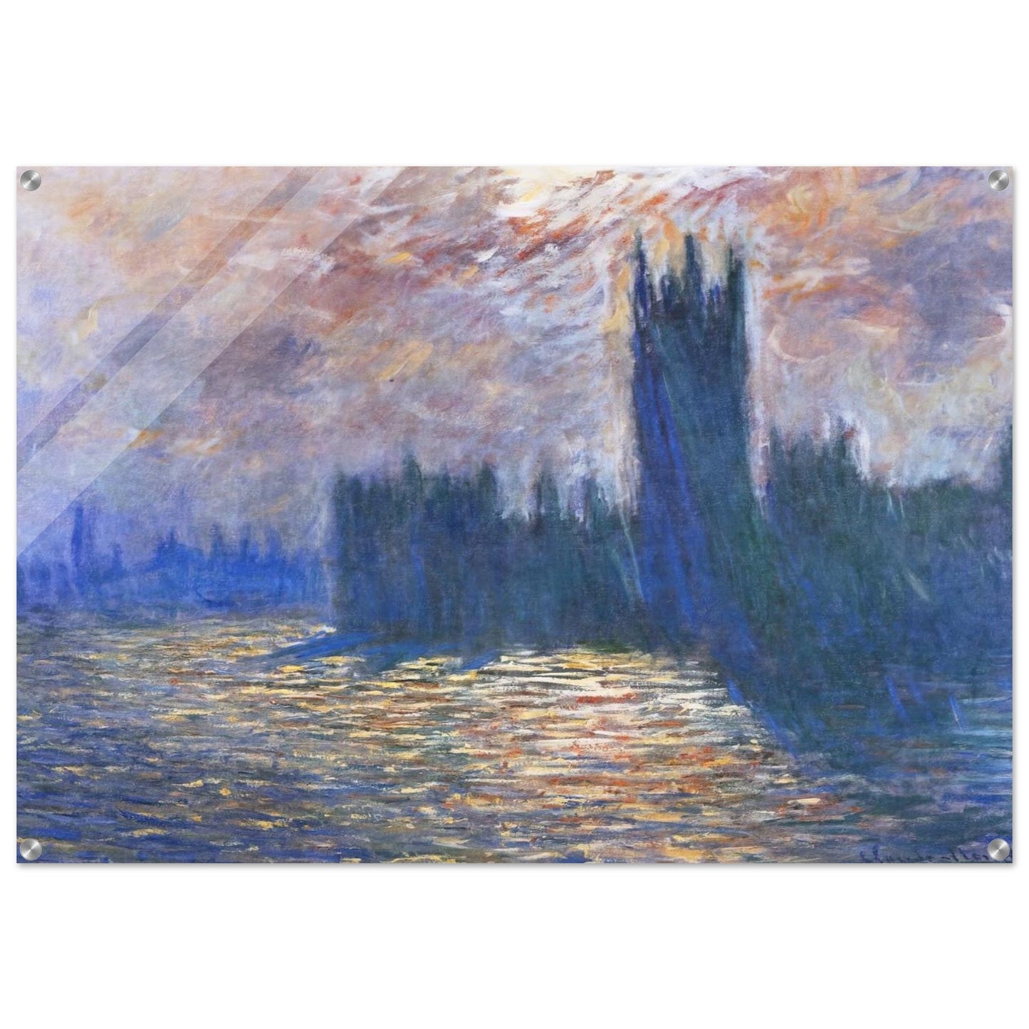 Parliament, Reflections on the Thames - claude monet Acrylic Print - 70x100 cm / 28x40″ inches