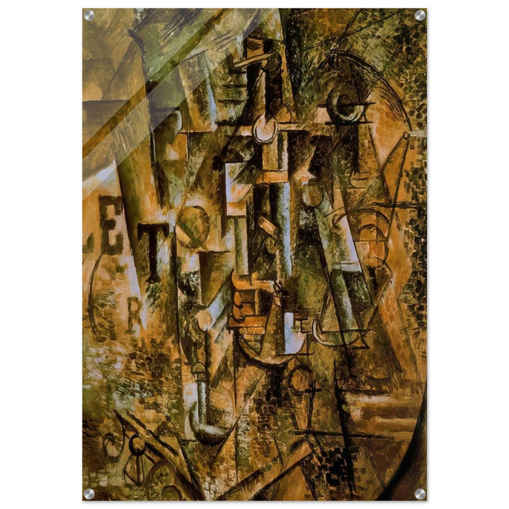Still life with bottle of rum - 1911 - Pablo Picasso Acrylic Print - 70x100 cm / 28x40″ inches | Pablo Picasso Wall Art | Pablo Picasso Prints