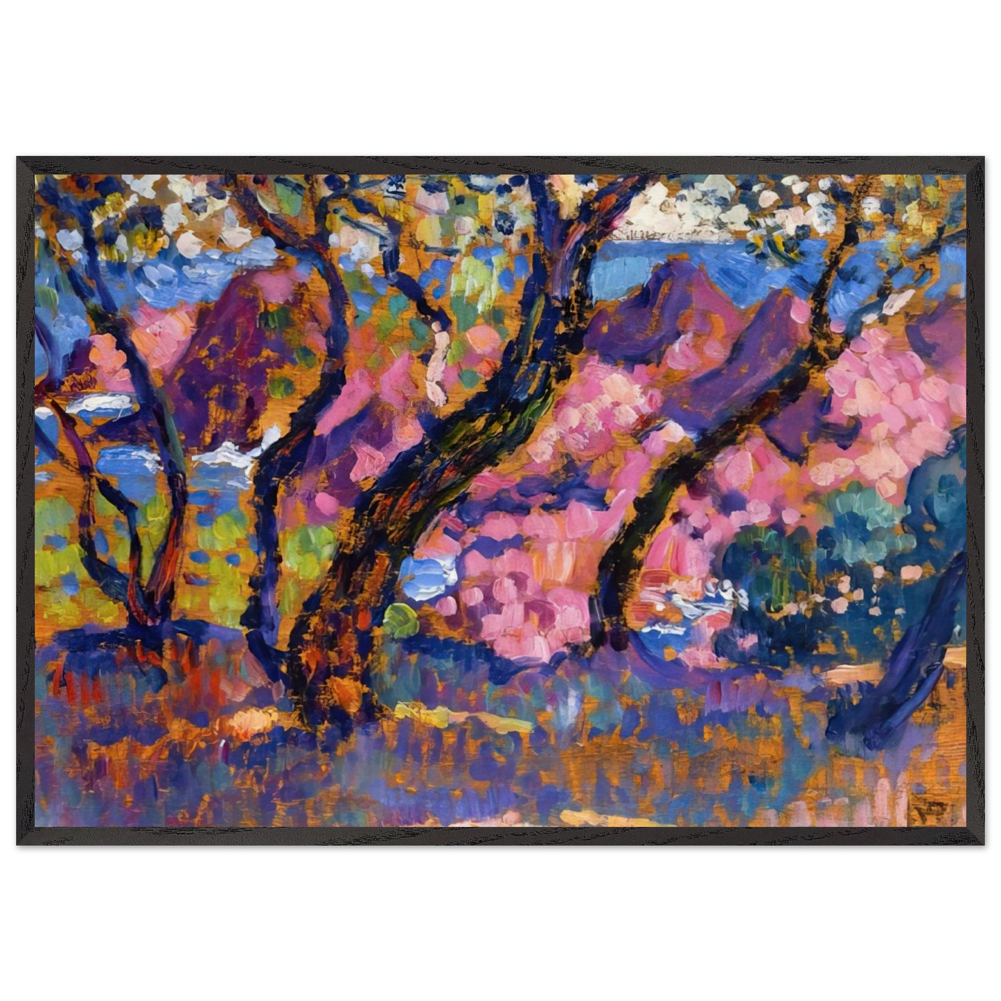IN THE SHADE OF THE PINES STUDY 1905 - Theo van Rysselberghe Framed Art Print – Black Wooden Frame - Default Title - -Framed Art Print