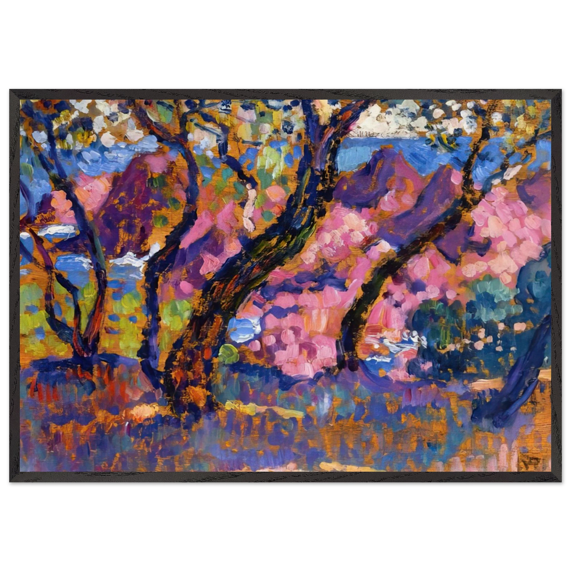 IN THE SHADE OF THE PINES STUDY 1905 - Theo van Rysselberghe Framed Art Print – Black Wooden Frame - Default Title - -Framed Art Print