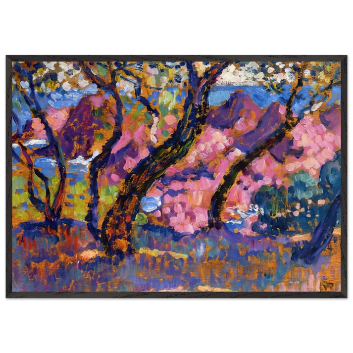 IN THE SHADE OF THE PINES STUDY 1905 - Theo van Rysselberghe 70x100 cm / 28x40 inches Framed Art Print – Black Wooden Frame