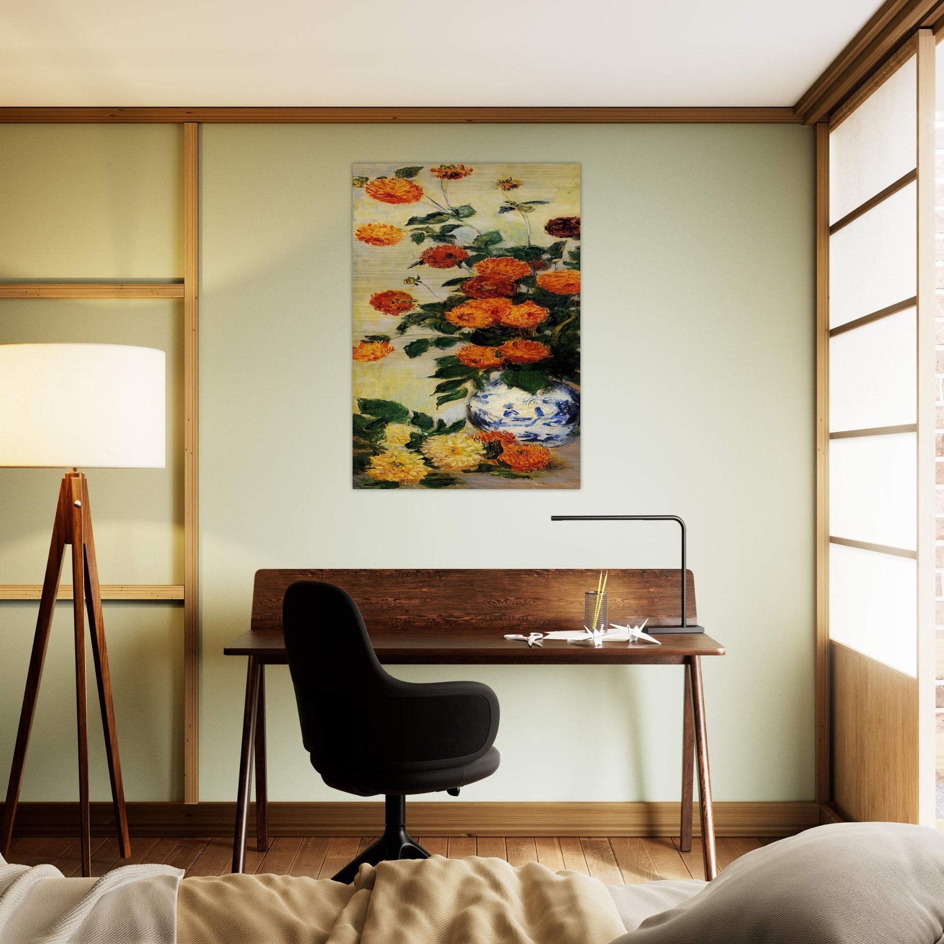 Dahlias - claude monet Brushed Aluminum Print - 70x100 cm / 28x40 inches | claude monet Aluminum Print | claude monet Prints