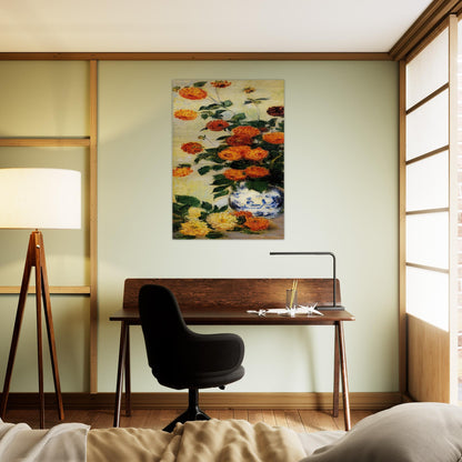 Dahlias - claude monet Brushed Aluminum Print - 70x100 cm / 28x40 inches | claude monet Aluminum Print | claude monet Prints