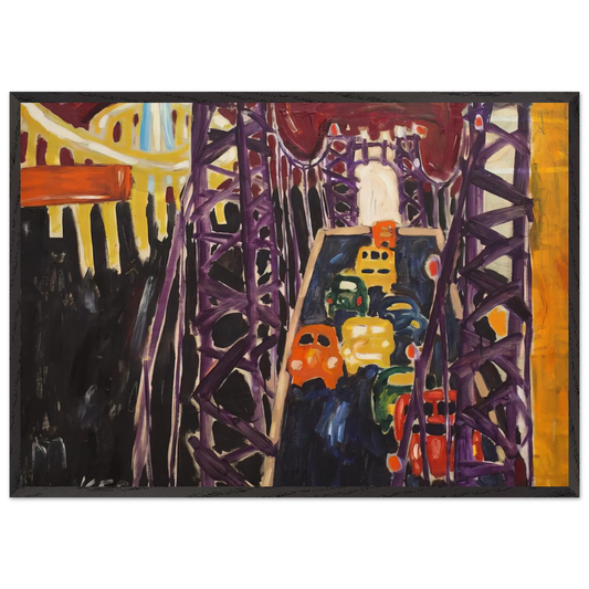 George Washington Bridge with Cars - Allan Kaprow Framed Art Print – Black Wooden Frame - Default Title - -Framed Art Print