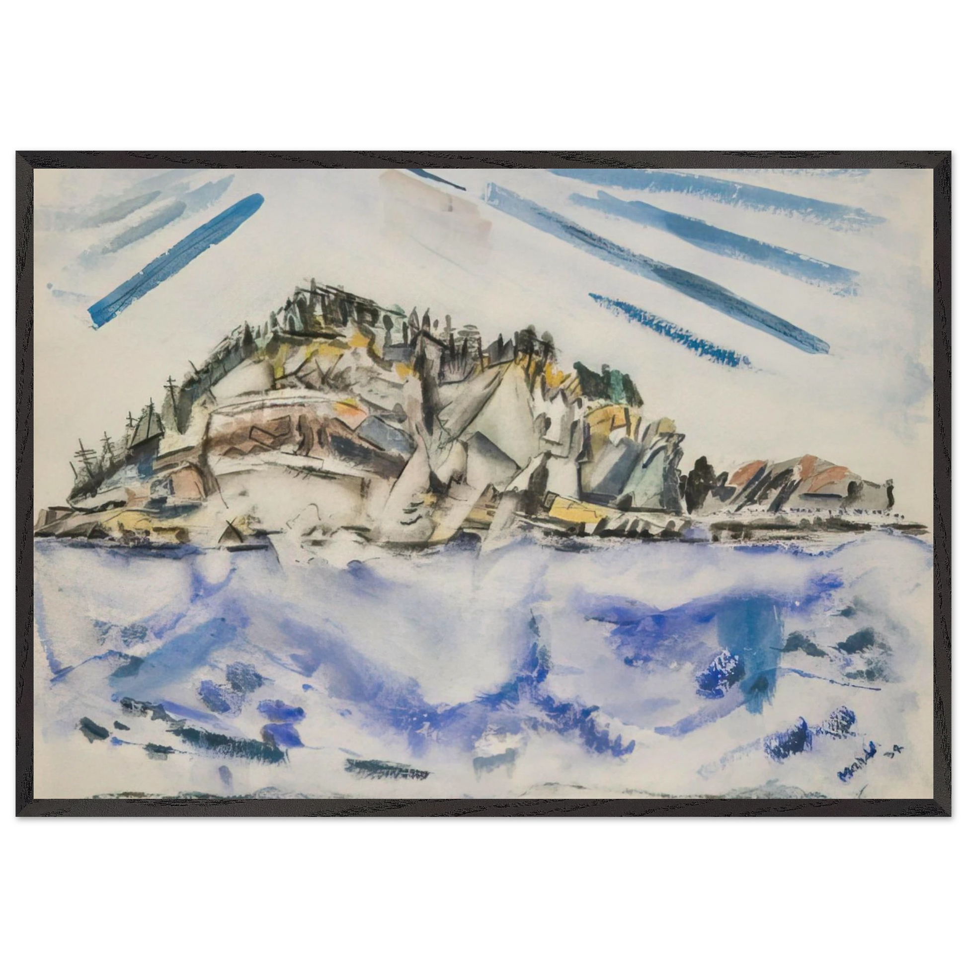 Island Ships Stern - 1934 - John Marin Framed Art Print – Black Wooden Frame - Default Title - -Framed Art Print