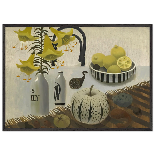 Lilies and Lemons - 2007 - Mary Fedden Framed Art Print – Black Wooden Frame - Default Title - -Framed Art Print