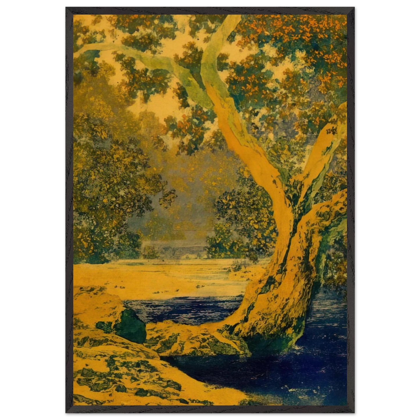 Study for Autumn Brook - Maxfield Parrish Framed Art Print – Black Wooden Frame - Default Title - -Framed Art Print