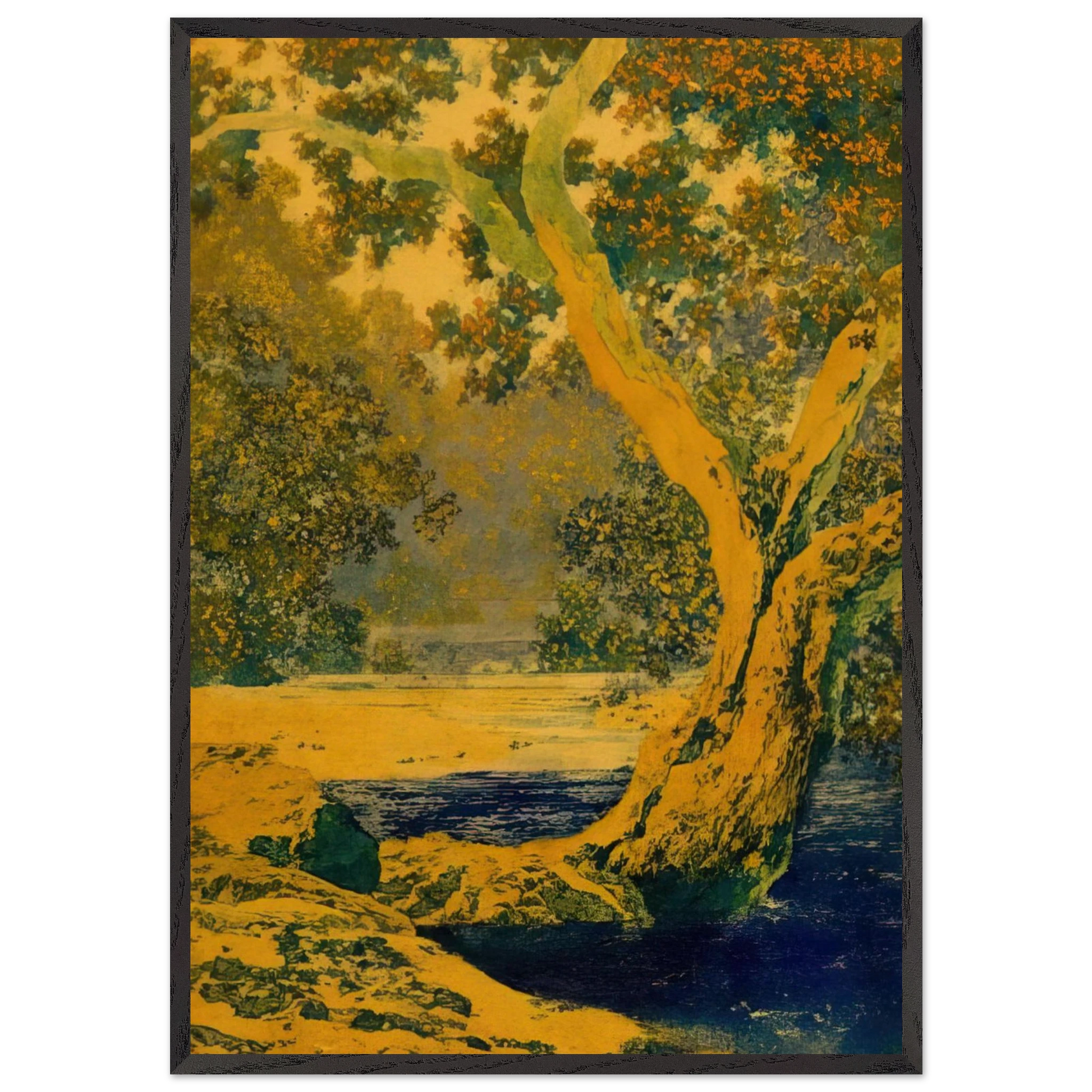 Study for Autumn Brook - Maxfield Parrish Framed Art Print – Black Wooden Frame - Default Title - -Framed Art Print