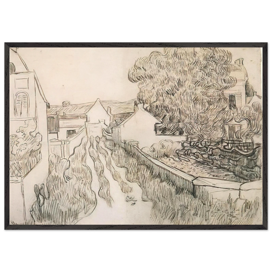 VILLAGE STREET N2 - Vincent van Gogh 70x100 cm / 28x40 inches Framed Art Print – Black Wooden Frame
