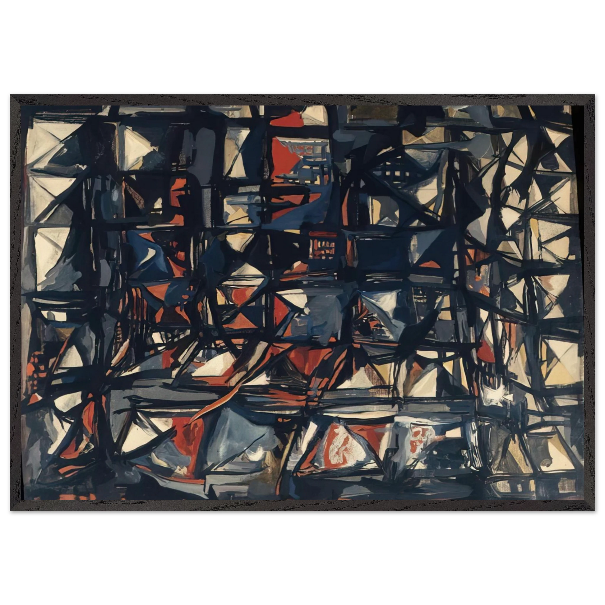 Untitled - 1955 N3 - Maria Helena Vieira da Silva Framed Art Print – Black Wooden Frame - Default Title - -Framed Art Print