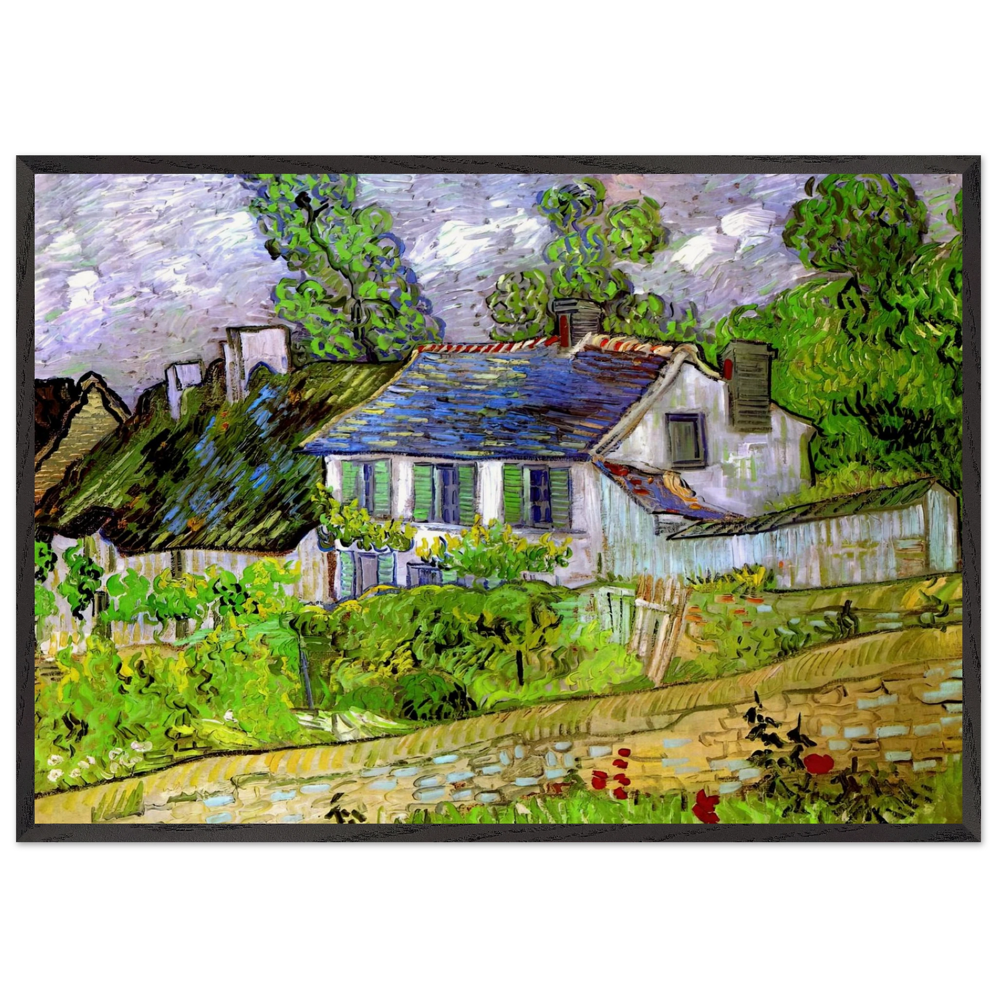 Houses in Auvers - Vincent van Gogh Framed Art Print – Black Wooden Frame - Default Title - -Framed Art Print