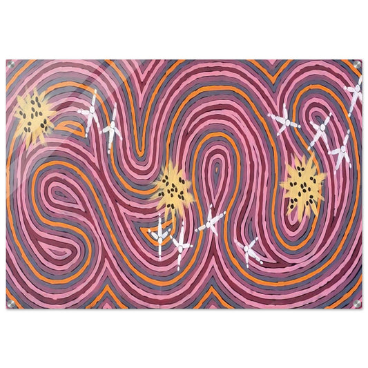 Worm Dreaming - 1996 - Clifford Possum Tjapaltjarri Acrylic Print - 70x100 cm / 28x40″ inches | Clifford Possum Tjapaltjarri Wall Art | Clifford Possum Tjapaltjarri Prints