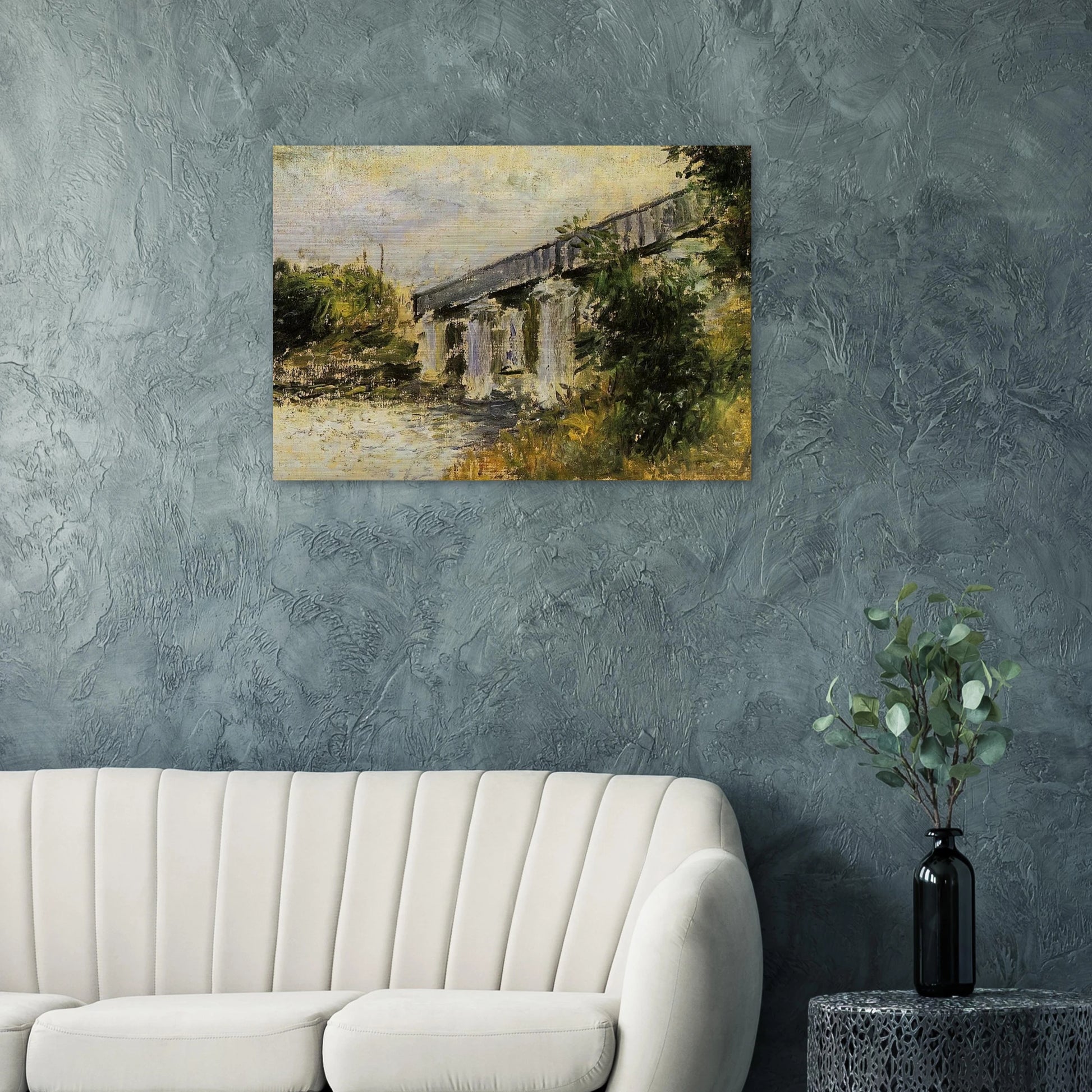Railway Bridge at Argenteuil - claude monet Brushed Aluminum Print - 70x100 cm / 28x40 inches | claude monet Aluminum Print | claude monet Prints