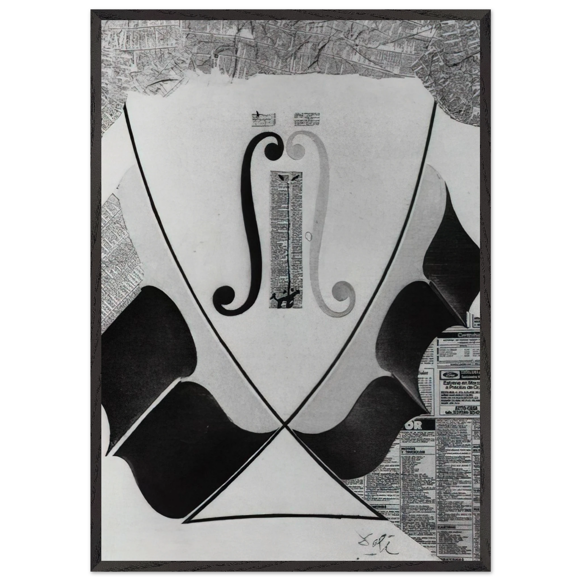 UNTITLED HEAD OF A SPANISH NOBLEMAN FASHIONED BY THE CATASTROPHE MODEL FROM A SWALLOW S TAIL - Salvador Dali Framed Art Print – Black Wooden Frame - Default Title - -Framed Art Print