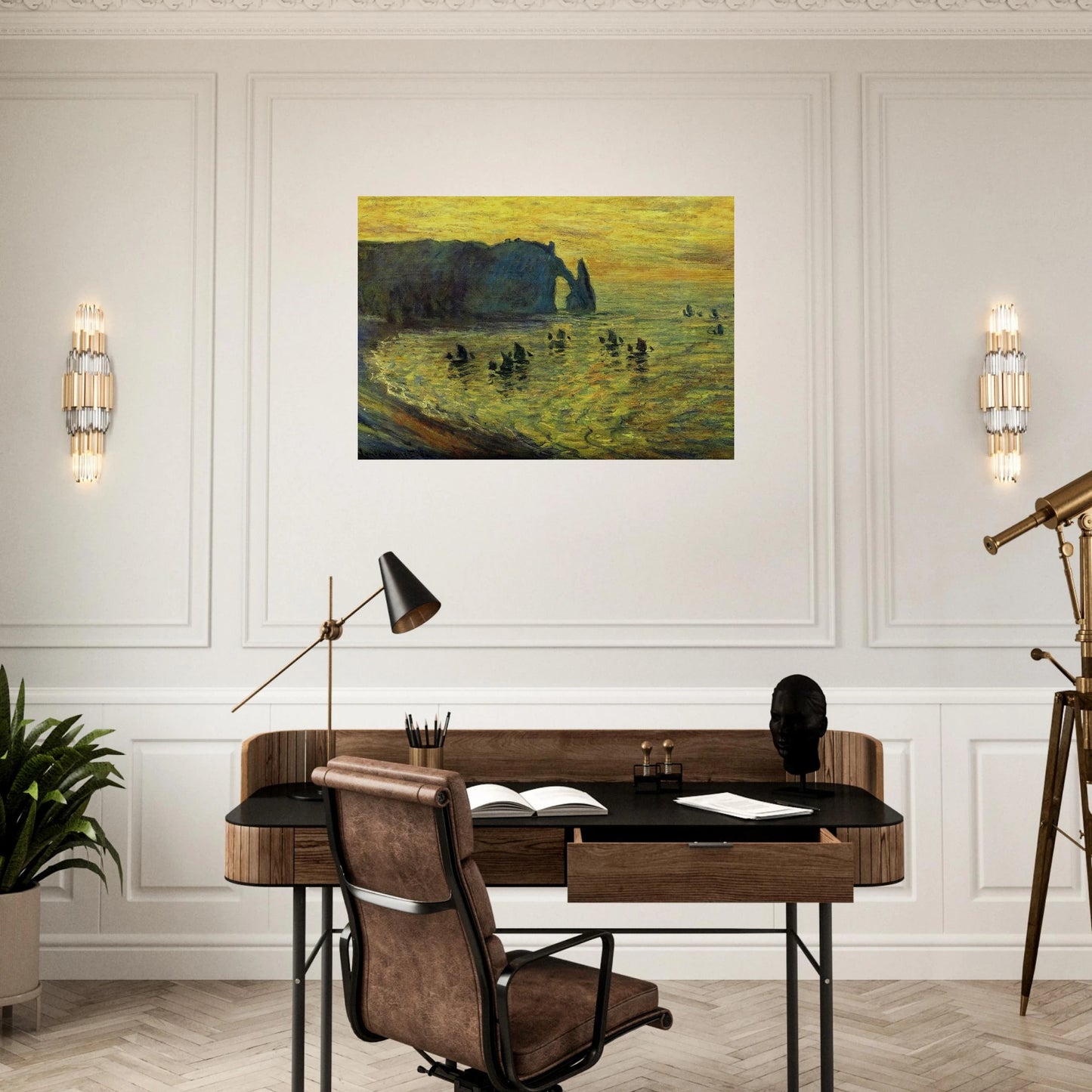 The Cliffs at Etretat - claude monet Brushed Aluminum Print - 70x100 cm / 28x40 inches | claude monet Aluminum Print | claude monet Prints