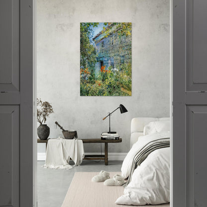 Old House and Garden, East Hampton - Childe Hassam Brushed Aluminum Print - 70x100 cm / 28x40 inches | Childe Hassam Aluminum Print | Childe Hassam Prints