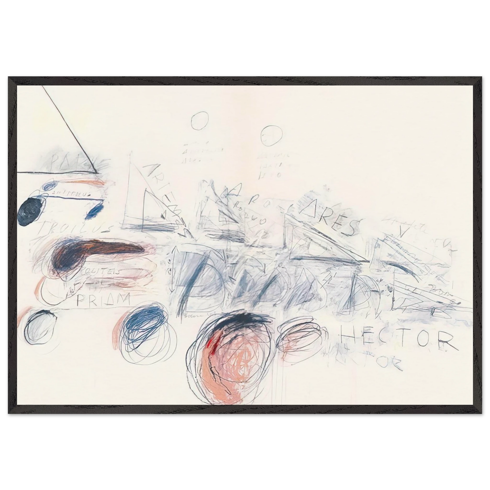 Fifty Days at Iliam Ilians in Battle - Cy Twombly Framed Art Print – Black Wooden Frame - Default Title - -Framed Art Print