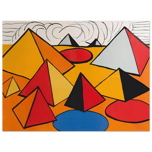 Alexander Calder - PRYAMIDS AND CLOUDS 1970 Fine Art Poster - 13x18 cm / 5x7 inches