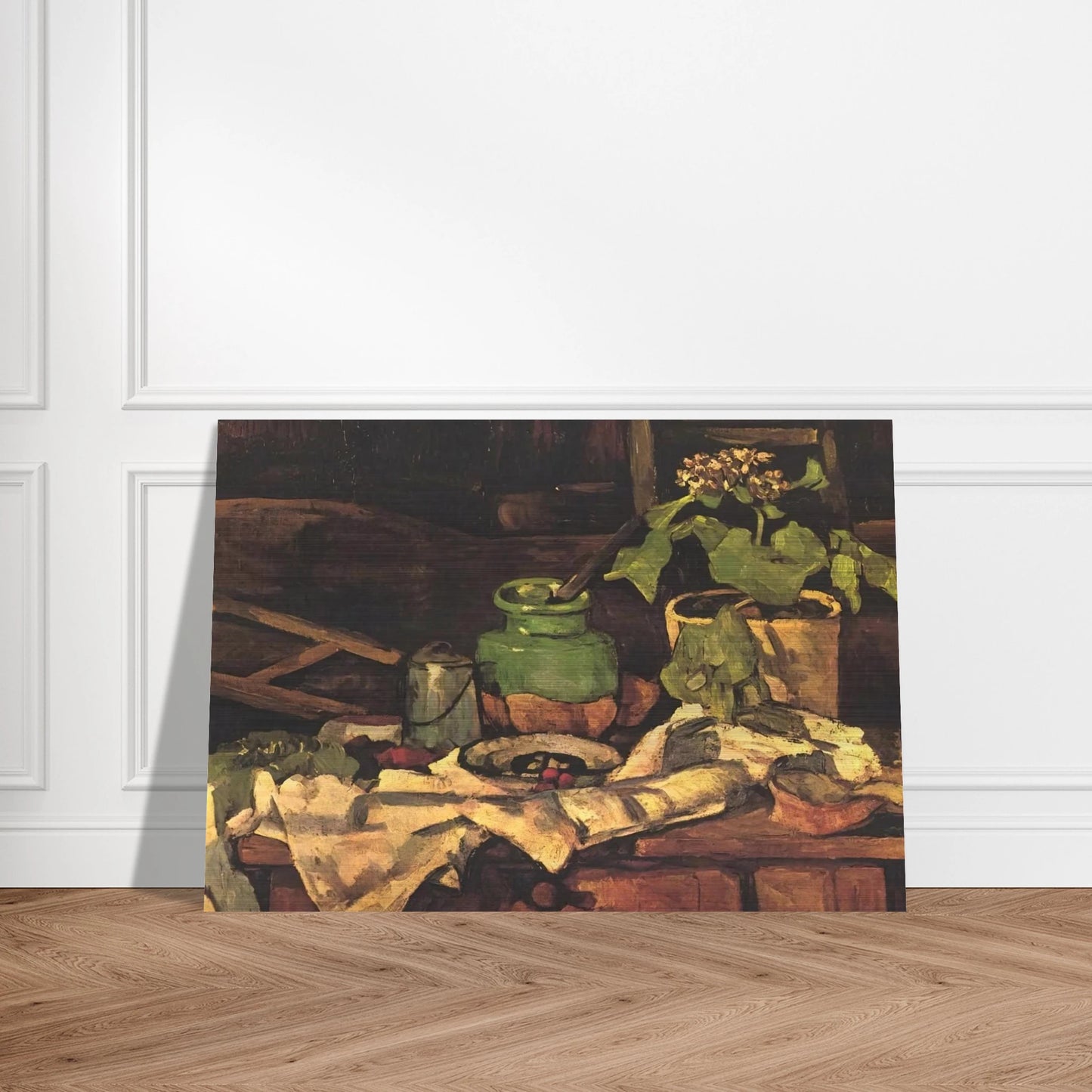 Flower pot at a table - Paul Cézanne Brushed Aluminum Print - 70x100 cm / 28x40 inches | Paul Cézanne Aluminum Print | Paul Cézanne Prints