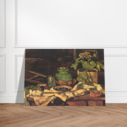 Flower pot at a table - Paul Cézanne Brushed Aluminum Print - 70x100 cm / 28x40 inches | Paul Cézanne Aluminum Print | Paul Cézanne Prints