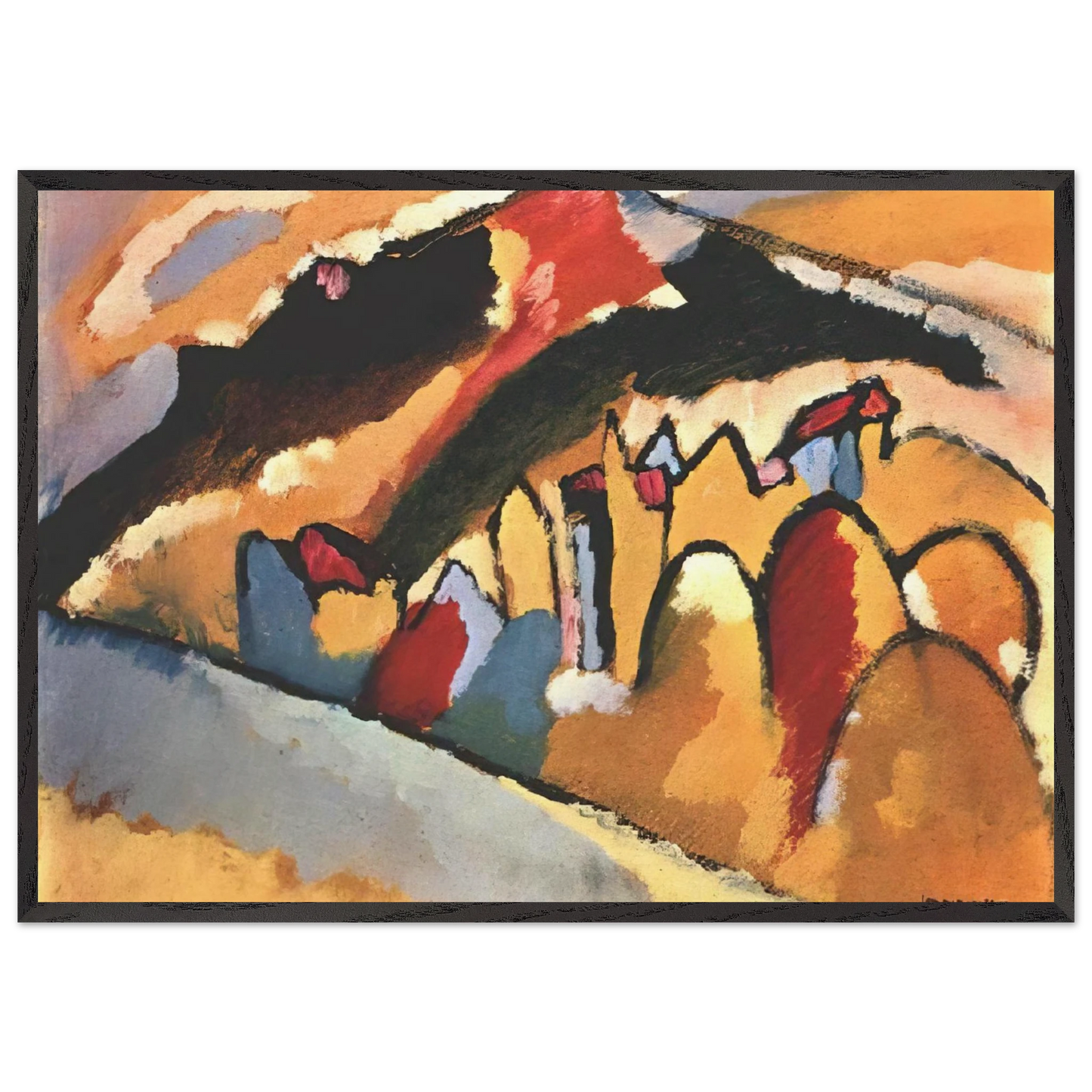 STUDY FOR AUTUMN 1909 - Wassily Kandinsky 70x100 cm / 28x40 inches Framed Art Print – Black Wooden Frame