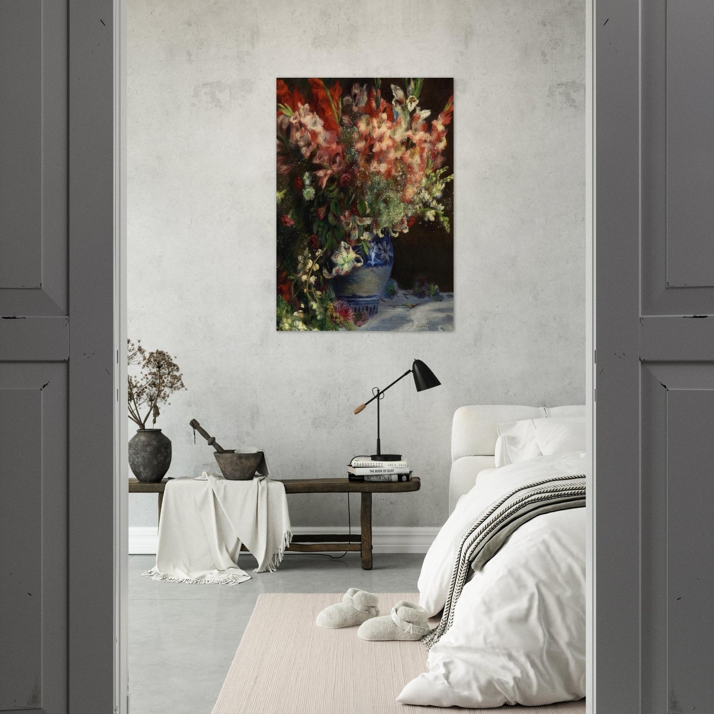 Gladiolas in a Vase - Pierre-Auguste Renoir Brushed Aluminum Print - 70x100 cm / 28x40 inches | Pierre-Auguste Renoir Aluminum Print | Pierre-Auguste Renoir Prints