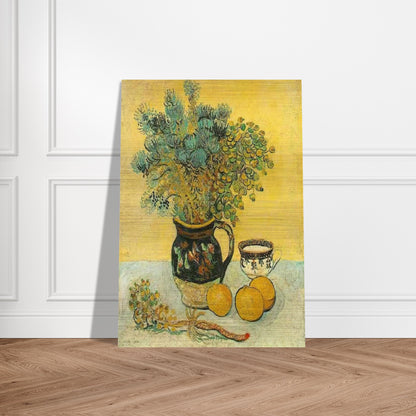 Still Life Majolica Jug with Wildflowers - Vincent van Gogh Brushed Aluminum Print - 70x100 cm / 28x40 inches | Vincent van Gogh Aluminum Print | Vincent van Gogh Prints